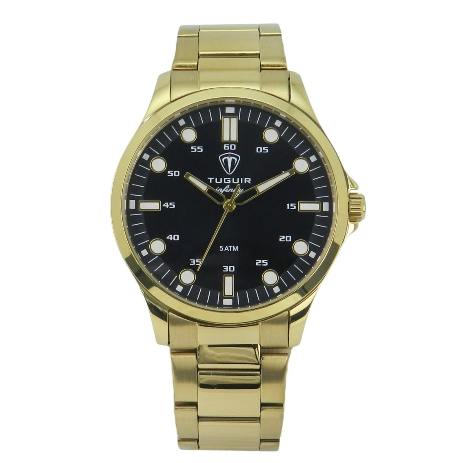 Relógio Masculino de Aço Tuguir Analógico Infinity TGI37217 Dourado e Preto