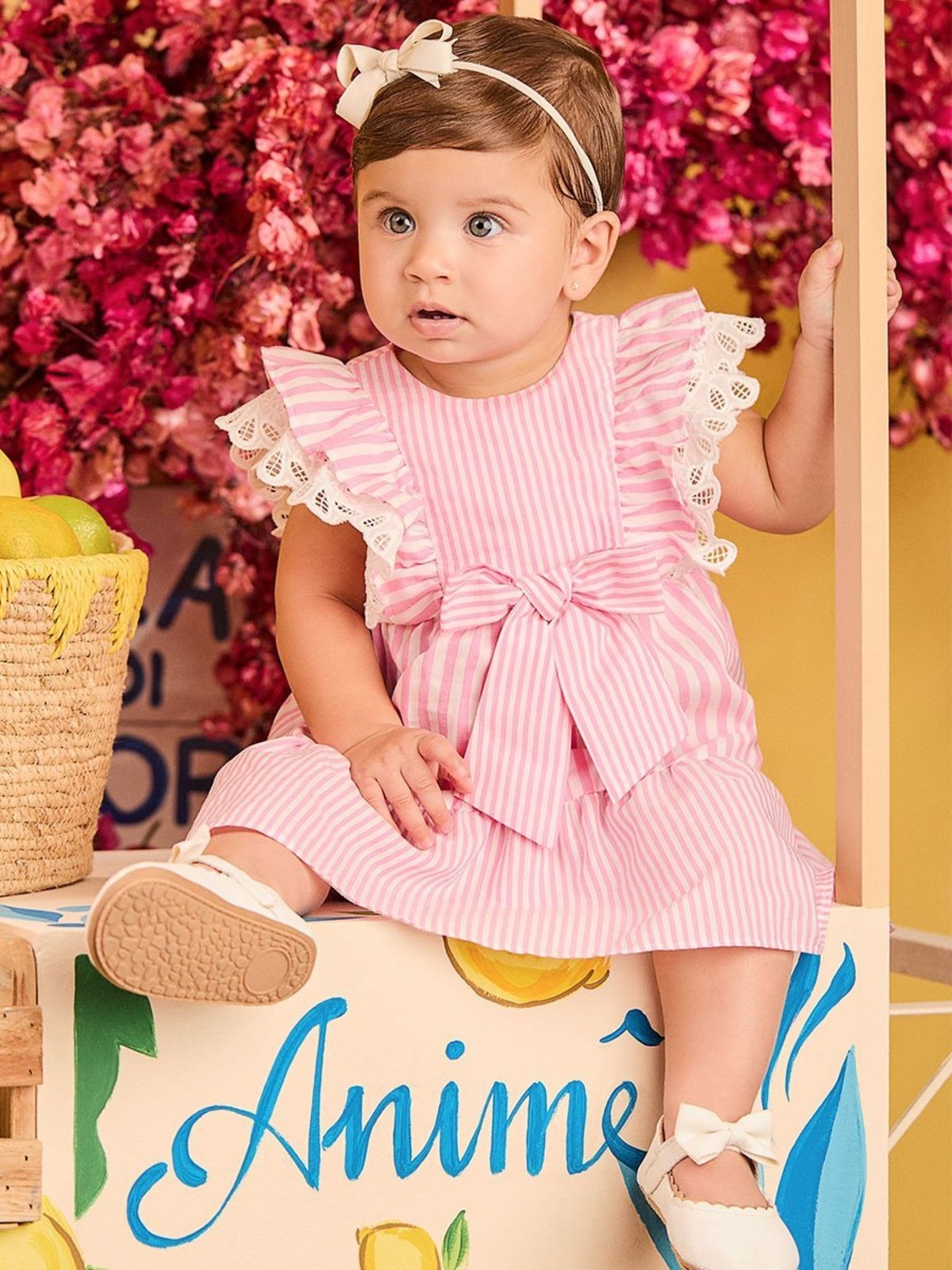 Infantil - Vestido Rosa Listrado