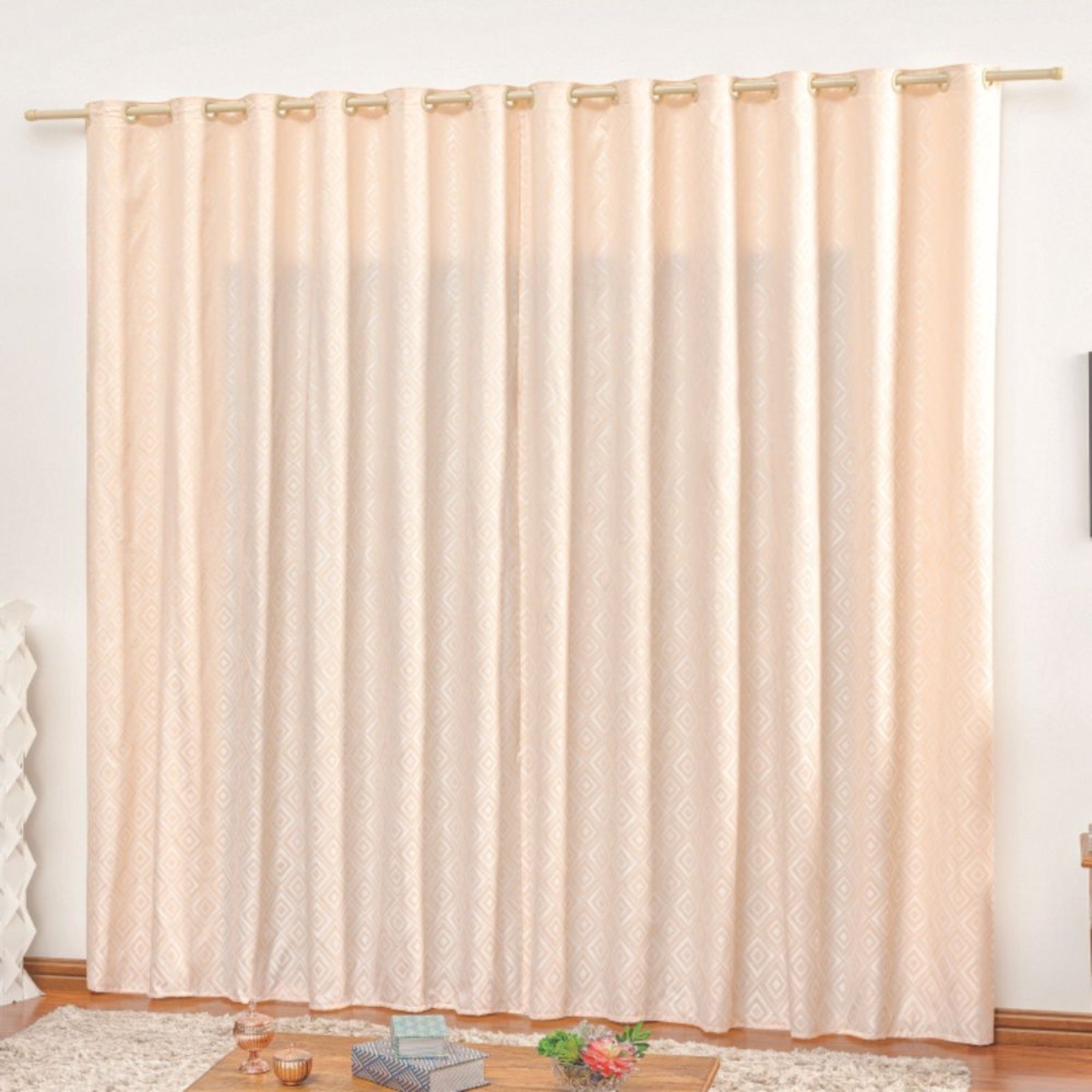 Cortina em Jacquard Degradê 3,00 x 2,70 Para Varão - Palha - 100% Poliéster