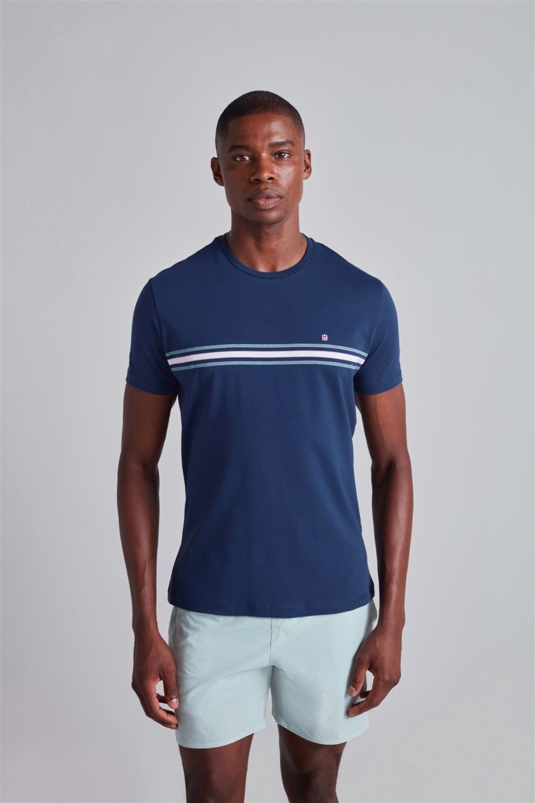 HIGHSTIL Camiseta Malha Slim Fit - Azul Médio