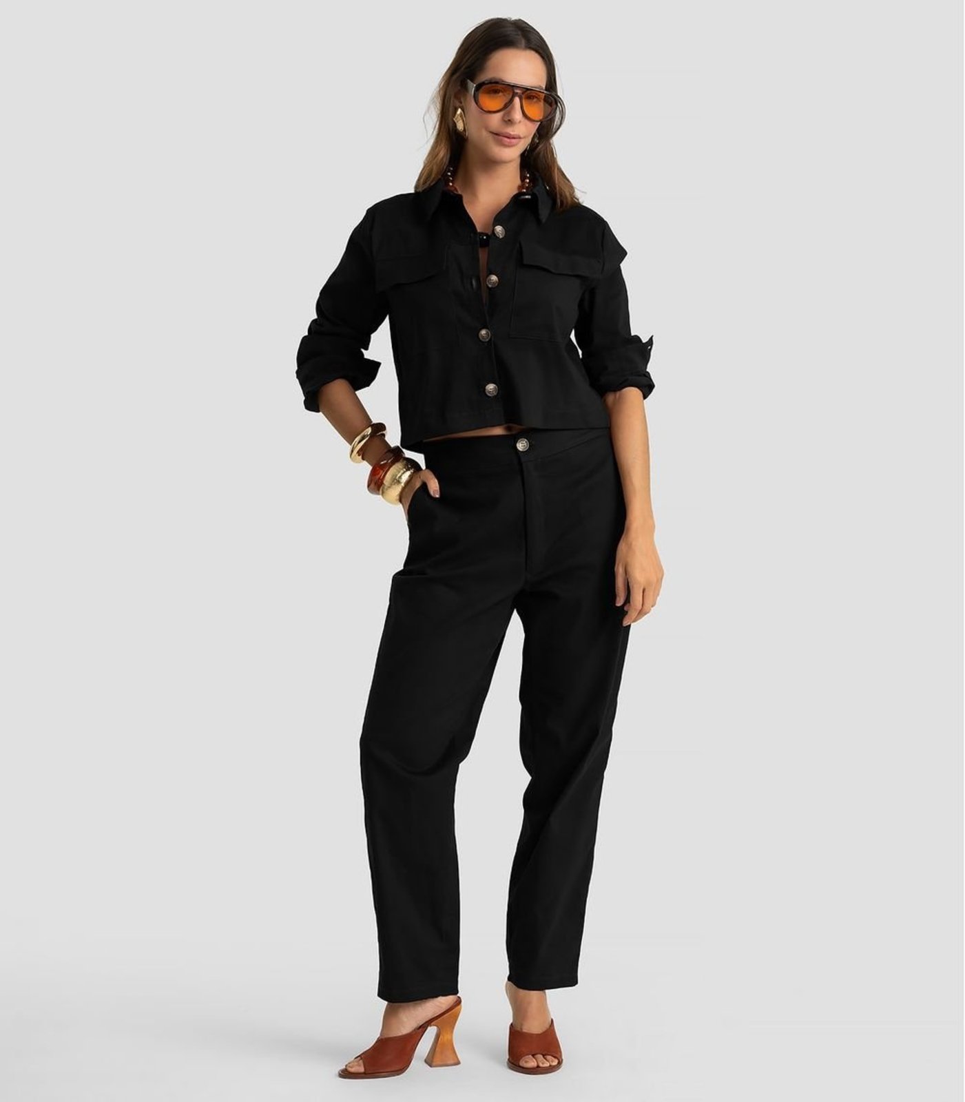 Calça Feminina Em Sarja Com Elastano Dianna Preto