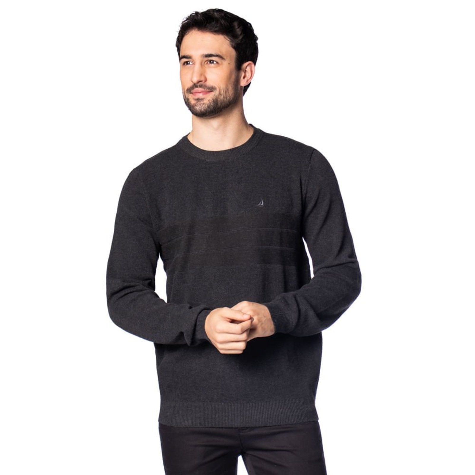 Suéter Masculino John Sailor Elegante Preto Mescla