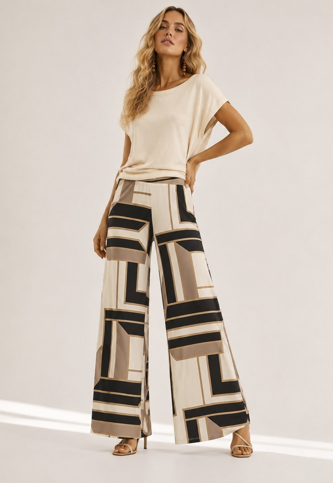 Calça Cabanafree Pantalona Granja Malha Estampa Igaci