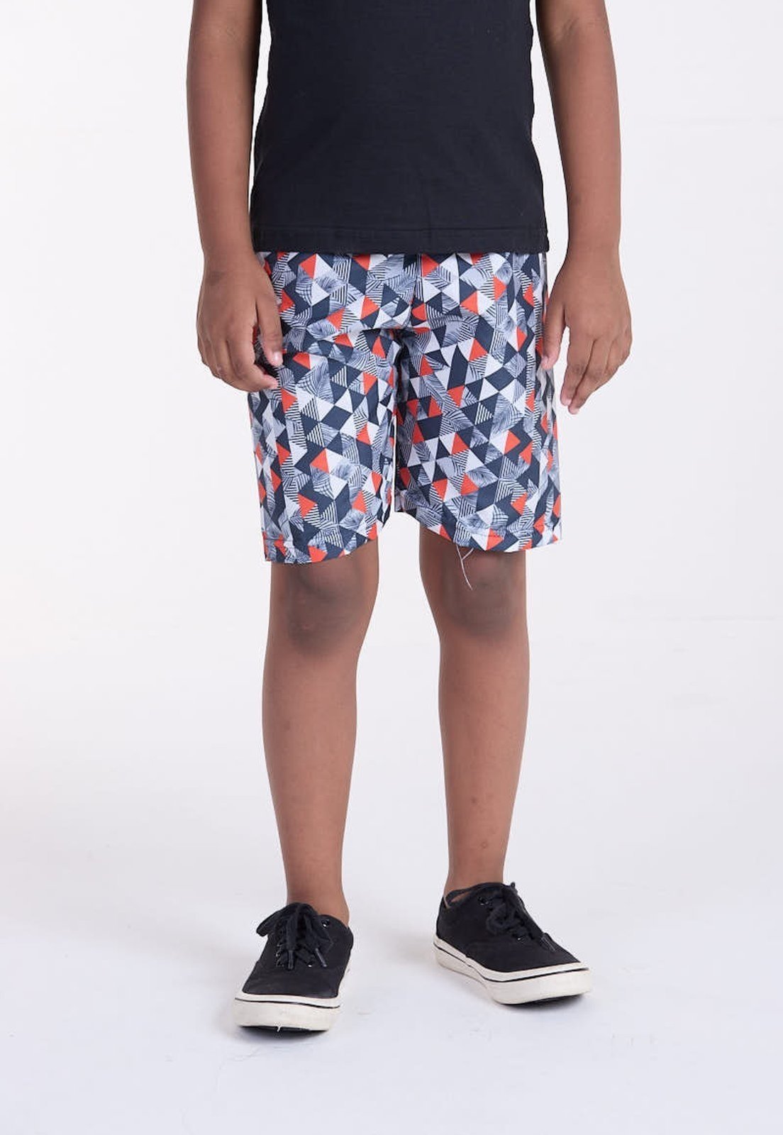 Infantil – Bermuda Tactel Geométrico Vermelho