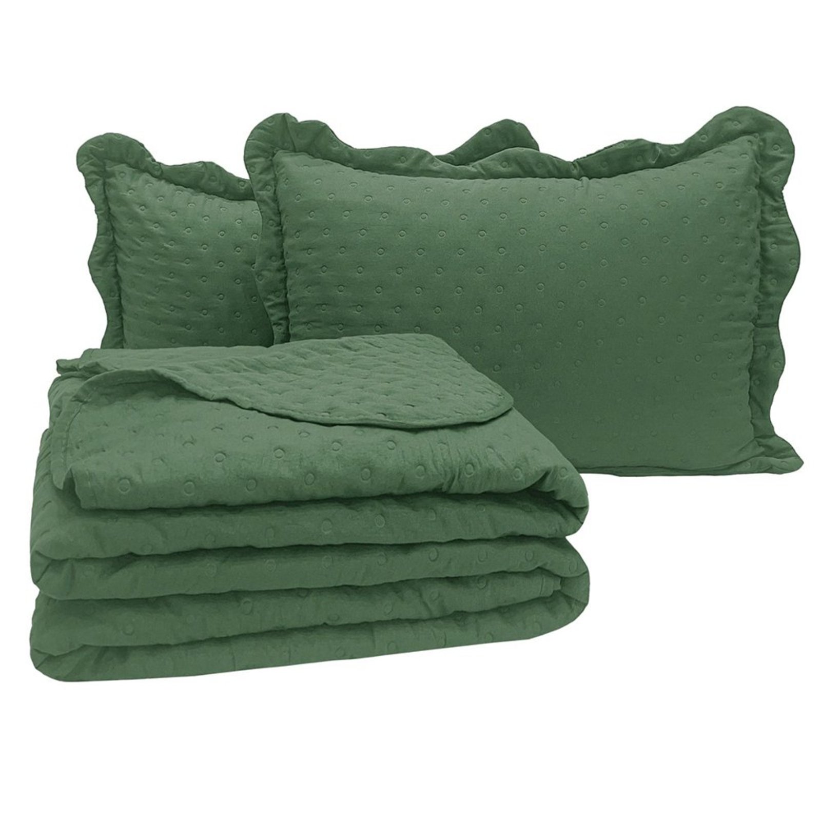 Kit Cobre Leito Colcha Diplomata King Dupla Face 3 Peças - Verde - 100% Poliéster