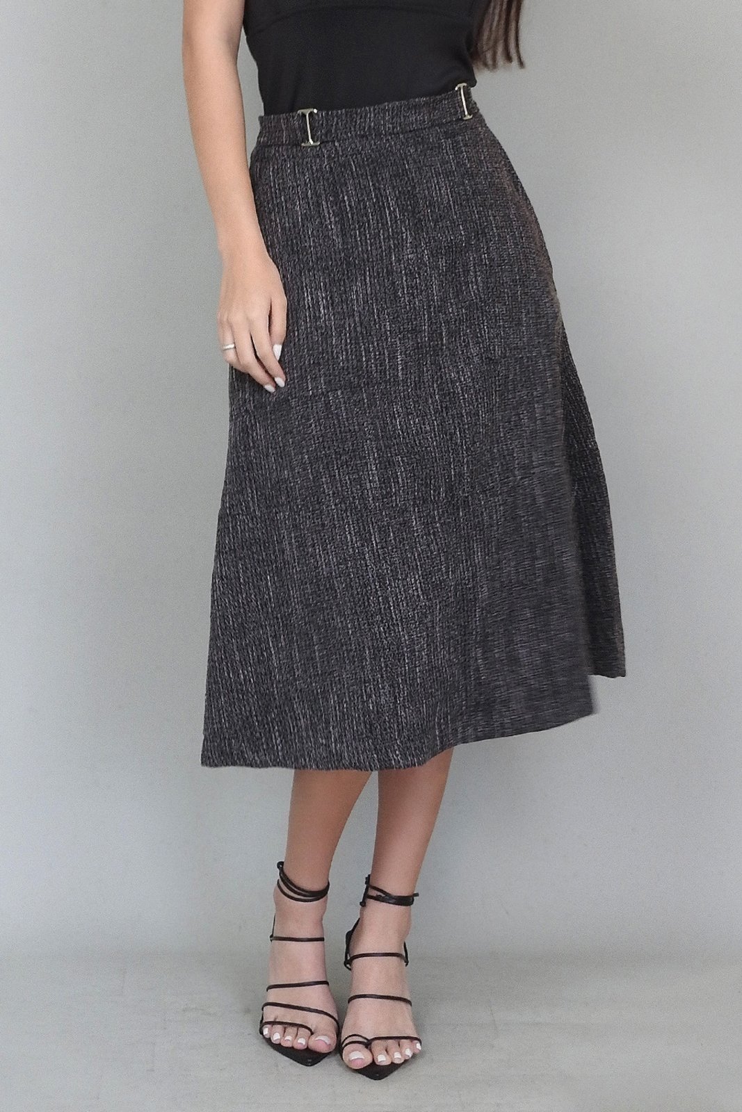 Saia Midi Madrid Tweed Conigli Grafite