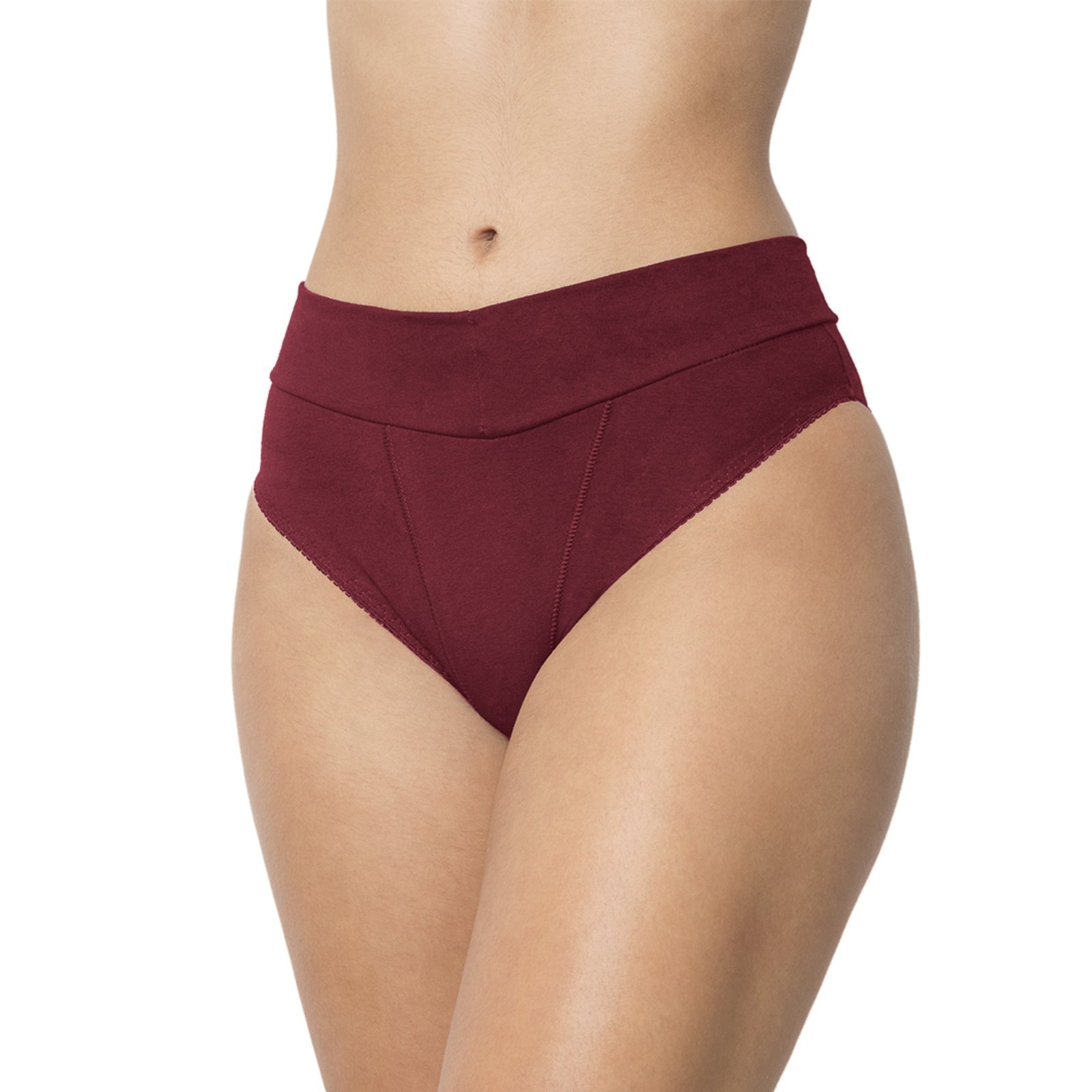Vista 2 Calça Gabi Lingerie de Cotton Cós Lingerie Algodão Confortável Lisa Costura Três Pontos Calcinha Reforçada Rubro bordô/vinho Gabi Lingerie bordô/vinho