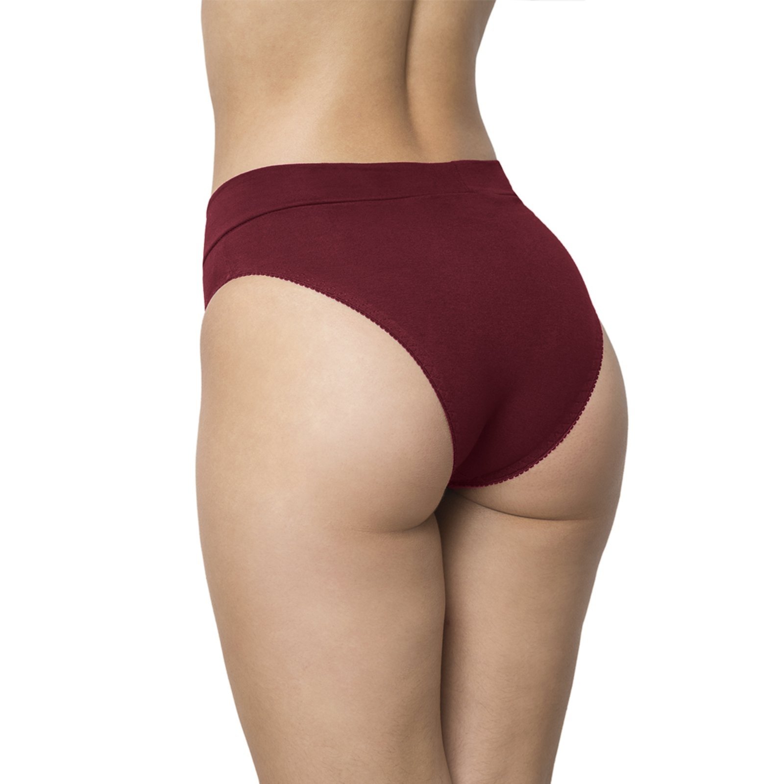 Vista 3 Calça Gabi Lingerie de Cotton Cós Lingerie Algodão Confortável Lisa Costura Três Pontos Calcinha Reforçada Rubro bordô/vinho Gabi Lingerie bordô/vinho
