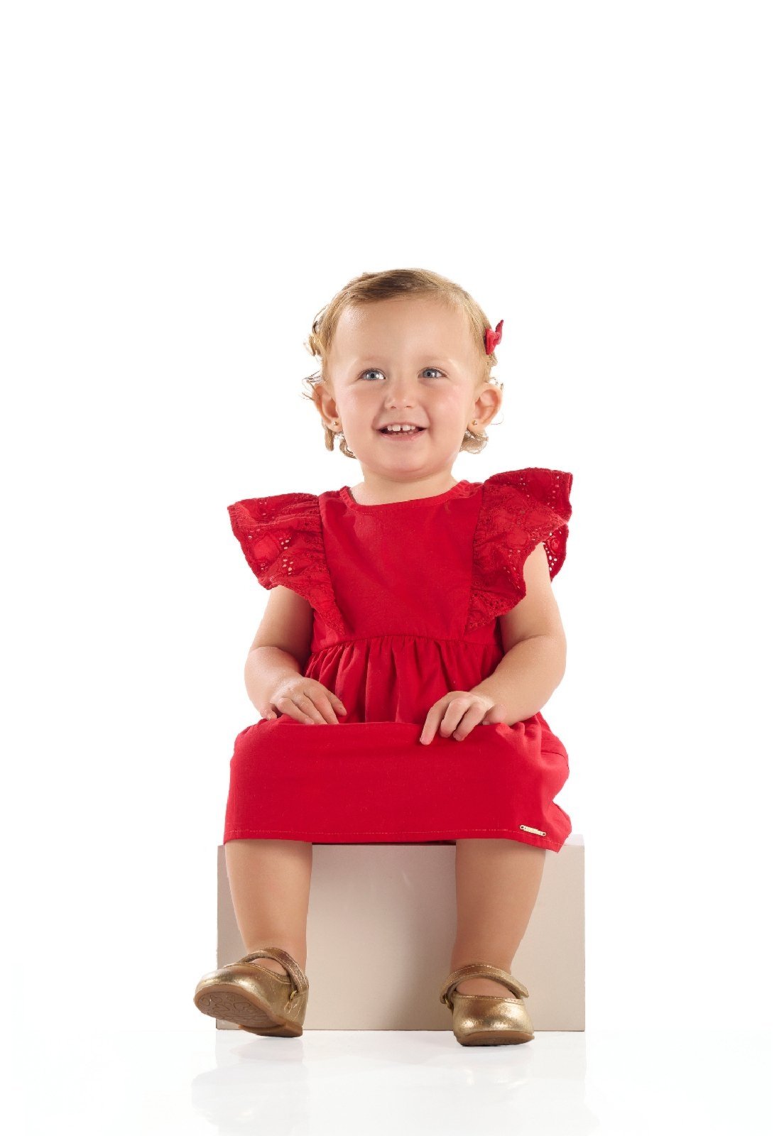 Infantil - Vestido para em Tricoline Quimby Vermelho
