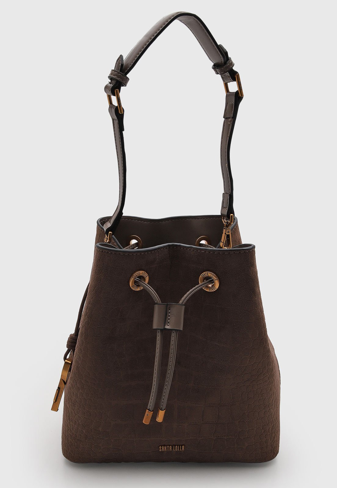 Bolsa Feminina Santa Lolla Bucket Texturizada Marrom