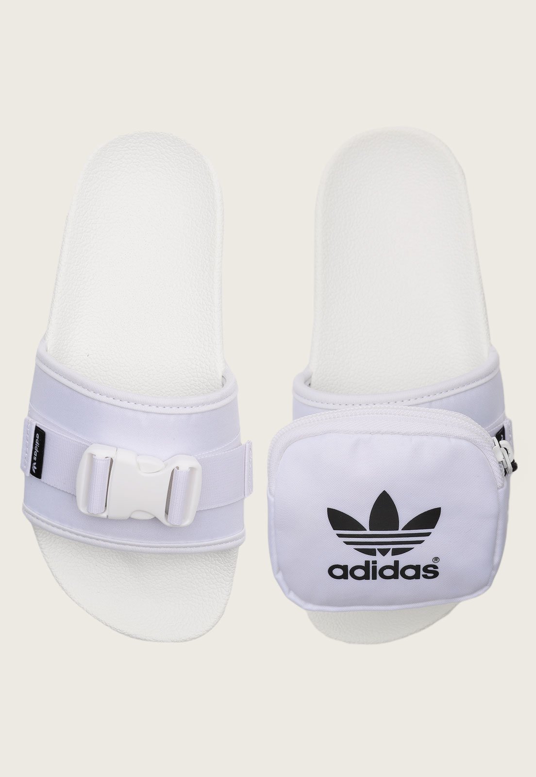 Chinelo Slide Adidas Originals Adilette Com Bolso Branco