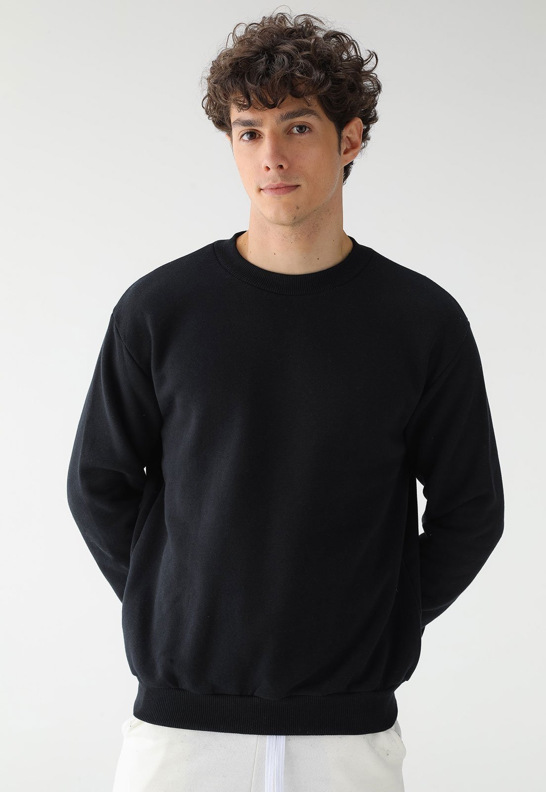 Moletom Gola Redonda Masculino Benellys Liso Preto