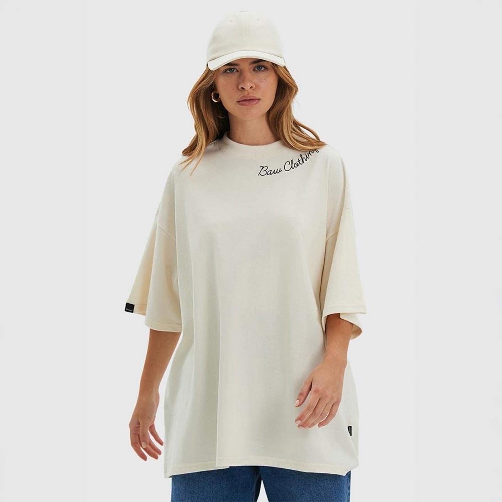 Camiseta Oversized Baw Cursive Off-white
