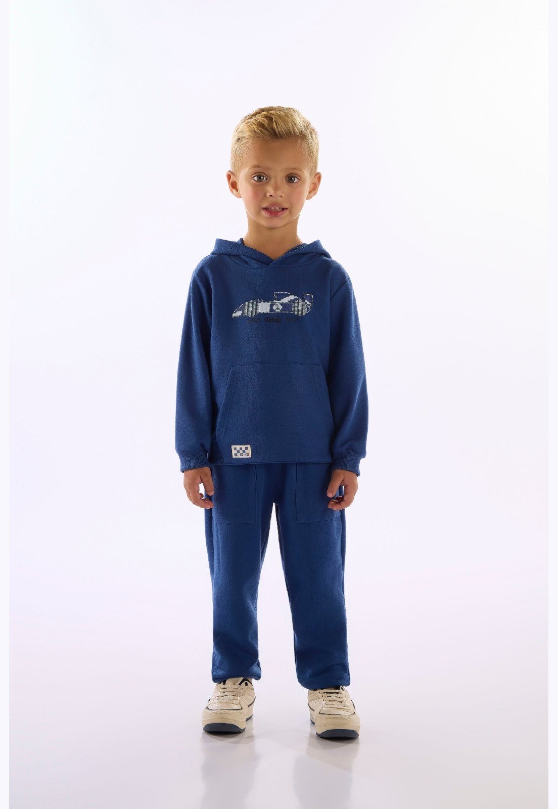 Infantil - Blusão Moletom Carro Corrida Up Baby Azul