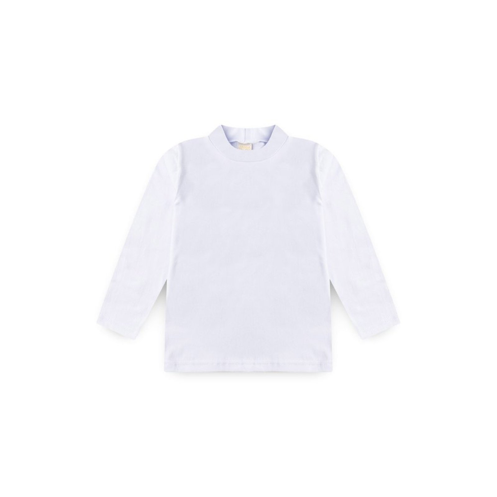 Infantil - Blusa Inverno Menina Branco Manga Longa e Gola Alta em Cotton