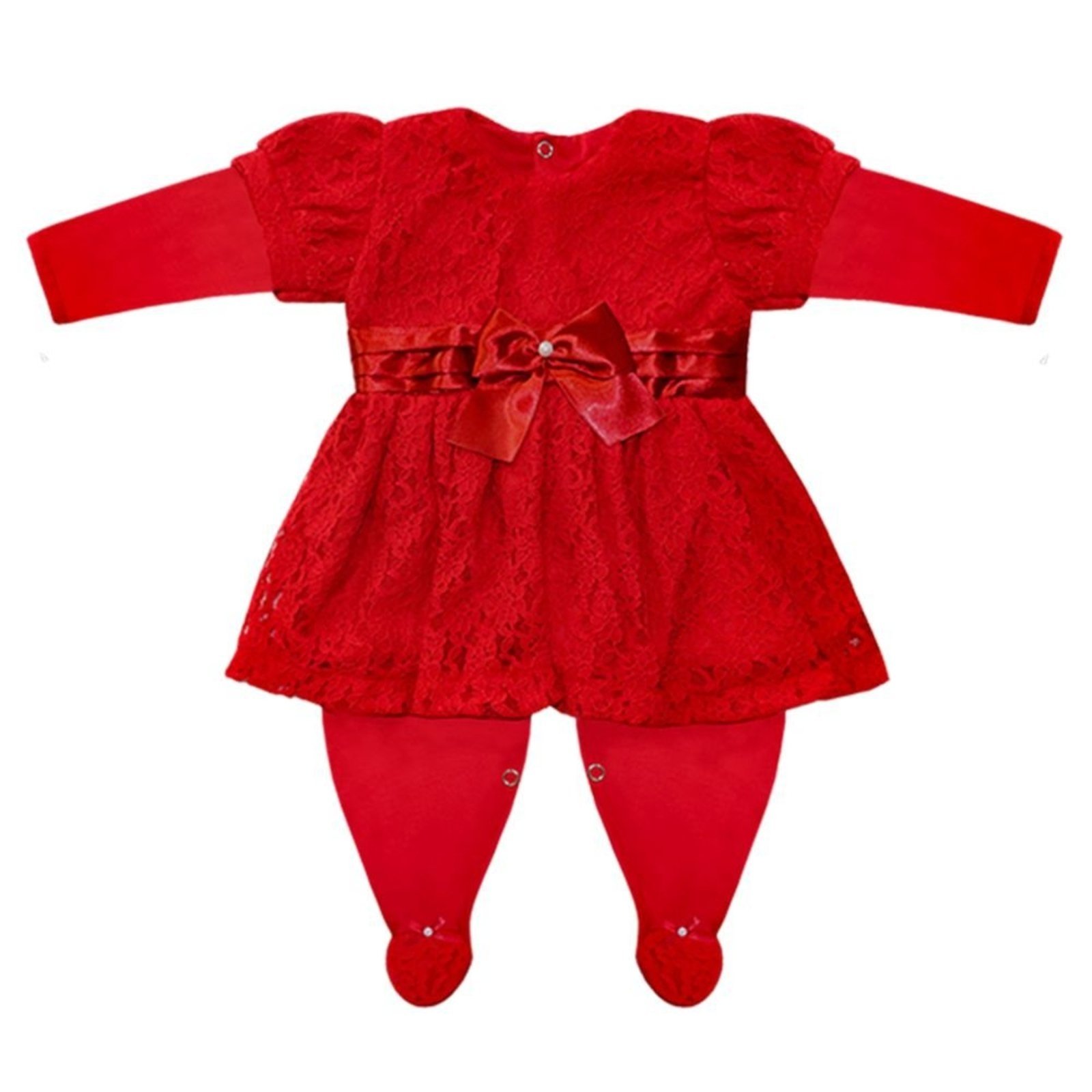 Vista 3 Infantil - Saída Maternidade Proteção Vermelha 4 Peças Precious Baby vermelho Precious Baby vermelho
