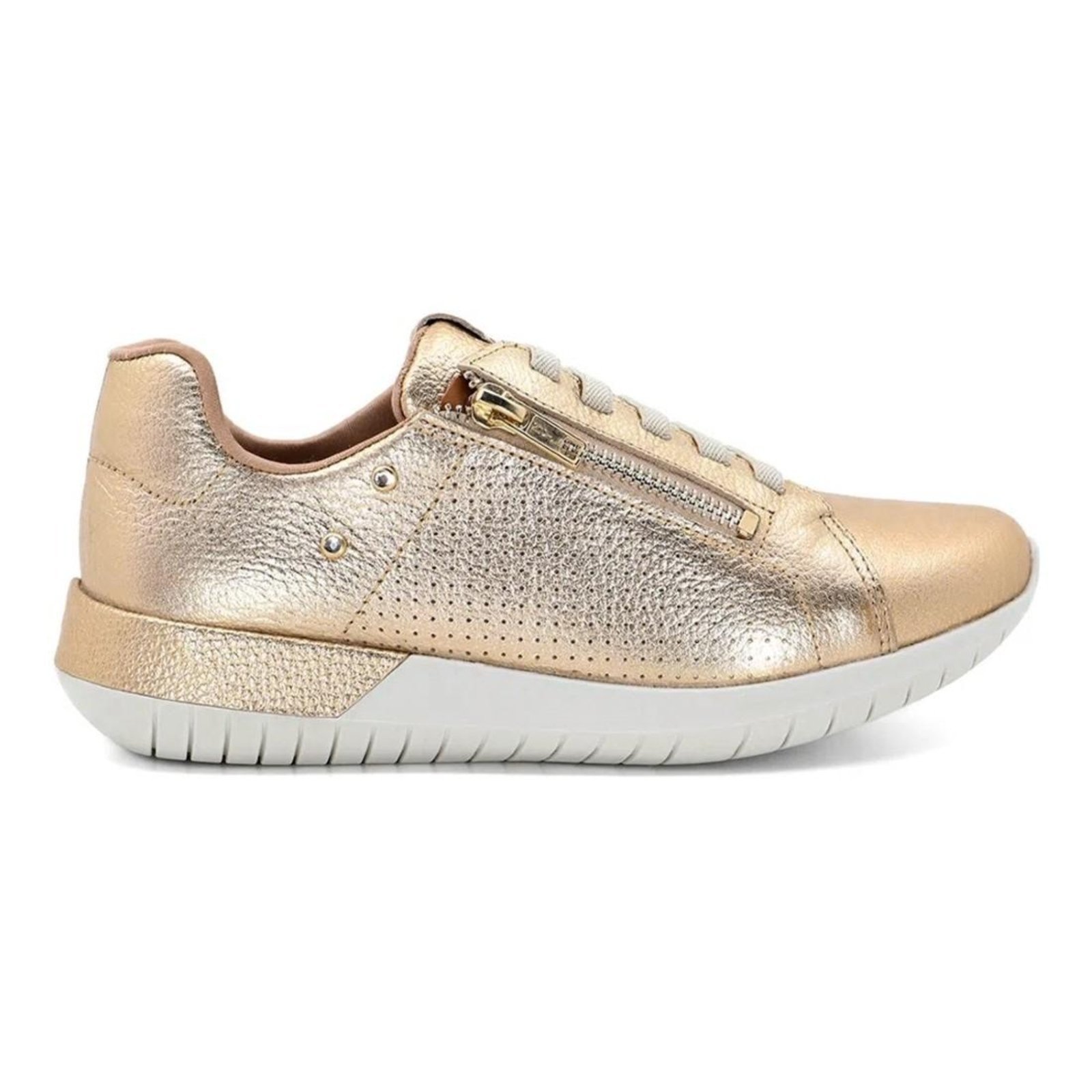 Tênis Usaflex Feminino Elástico com Zíper AH1707 Dourado