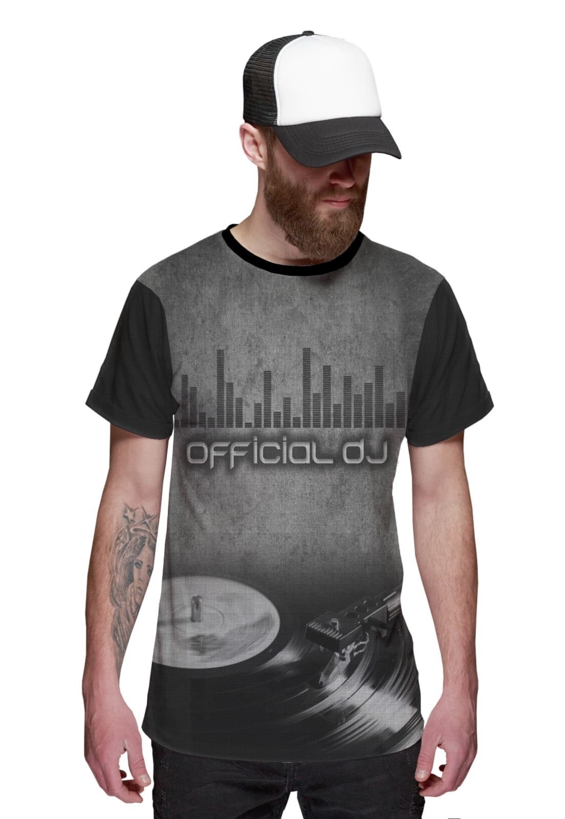 Camisa Dj official Vinil Toca Disco Cinza