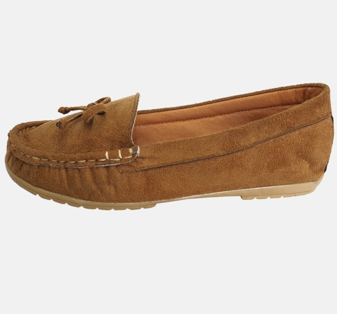 Sapatilha Mocassim Moda Pé Costurado À Mão Conforto Cor Caramelo
