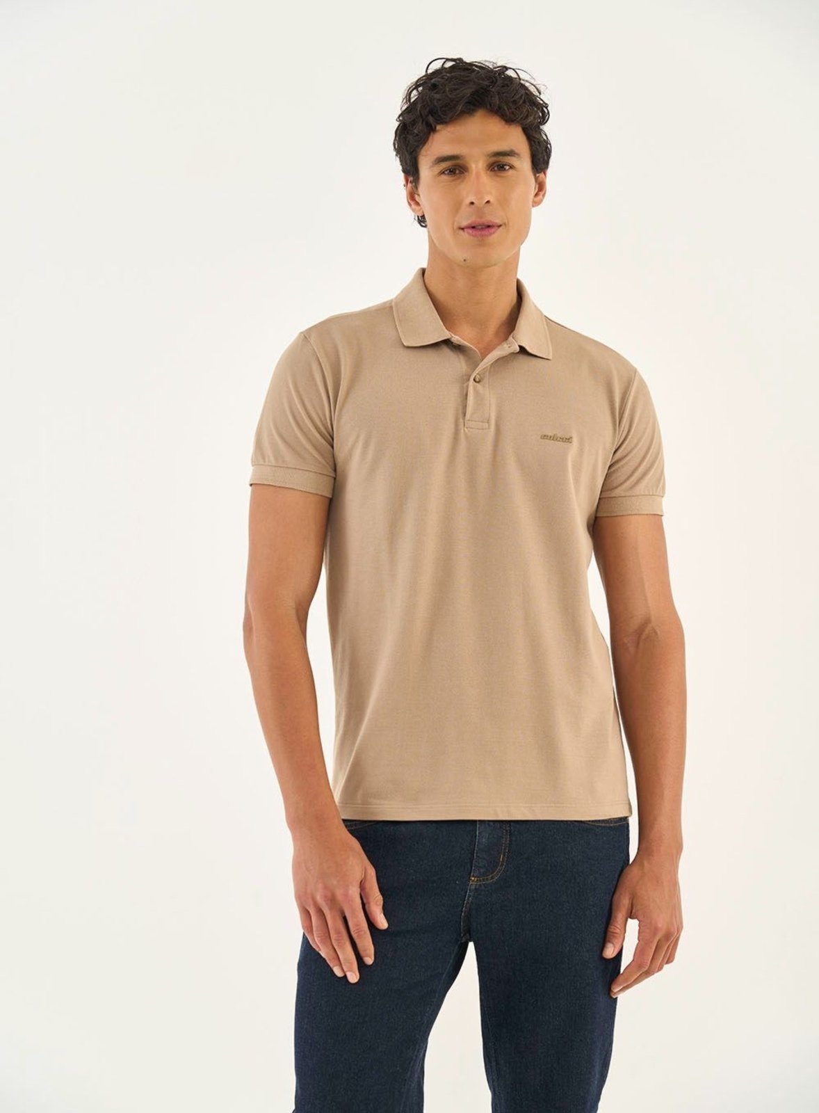 Polo Comfort Manga Curta Colcci Bege Sand Castle