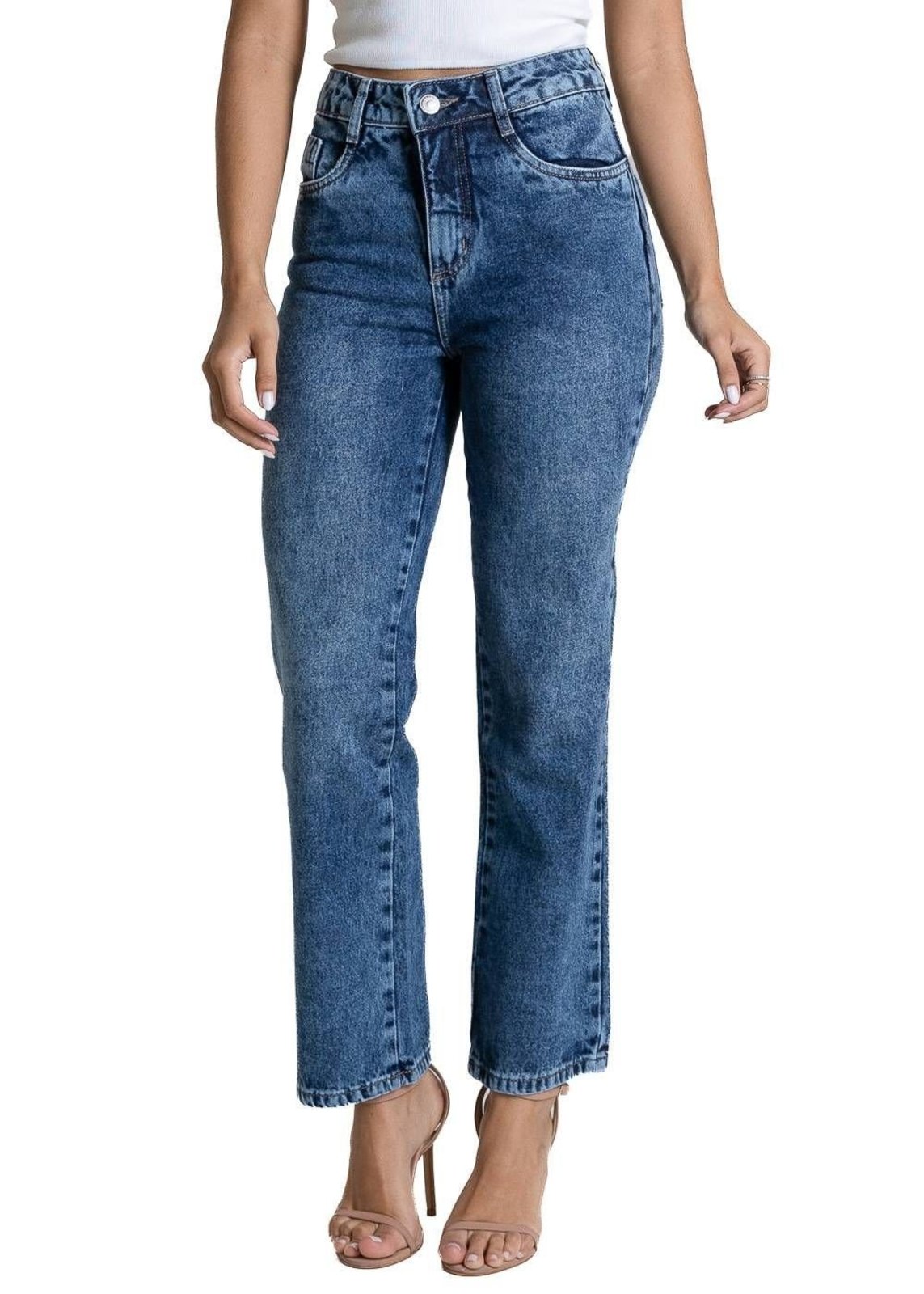 Calça Jeans Sawary Reta Cropped - 284224 - Azul - Sawary