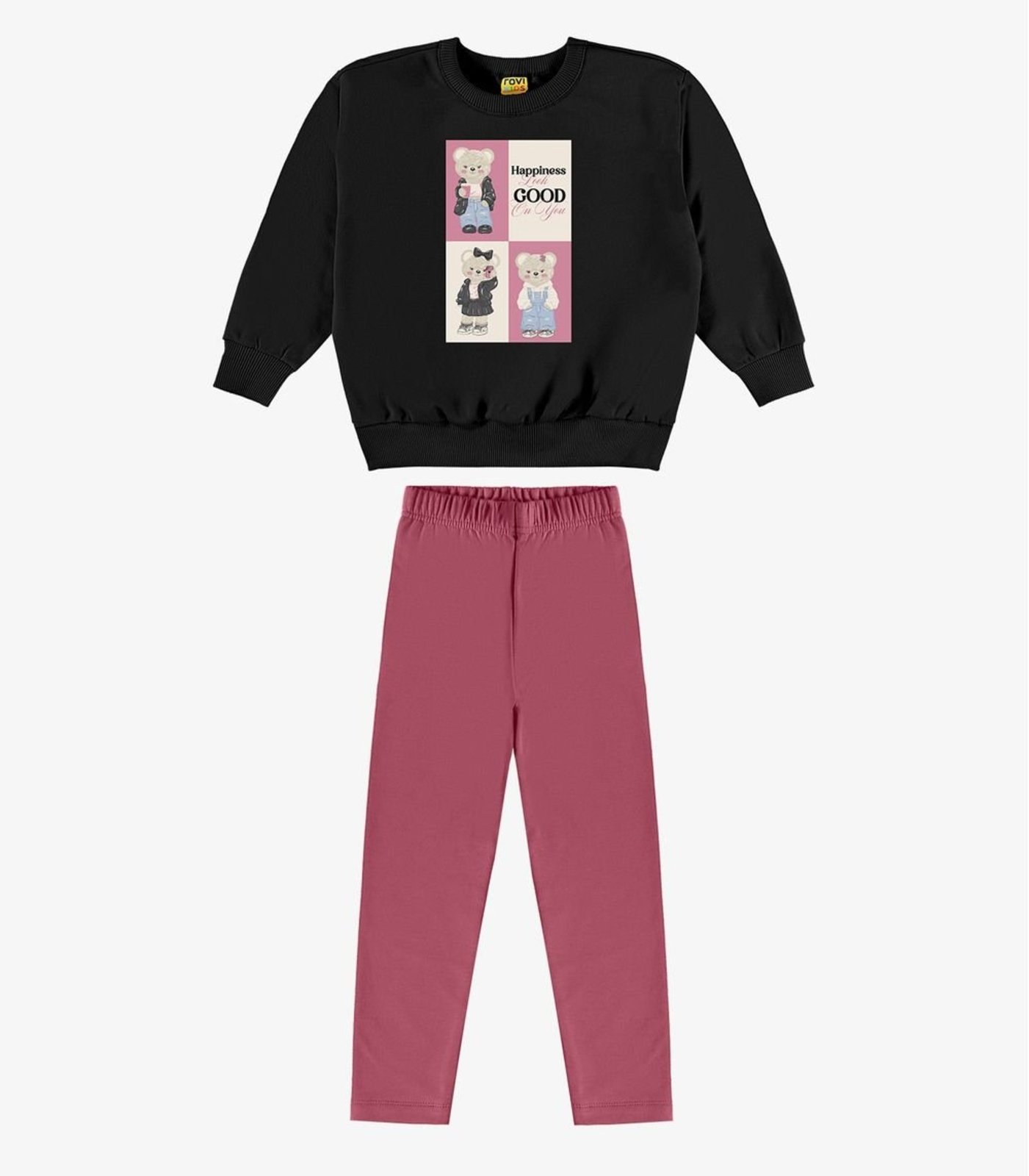 Infantil - Conjunto Blusão Com Legging Menina Rovi Preto