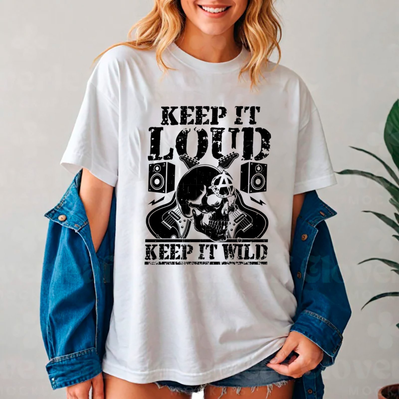 Camiseta Ousy Streetwear Keep It Loud Keep It Wild Oversized Unissex Branco