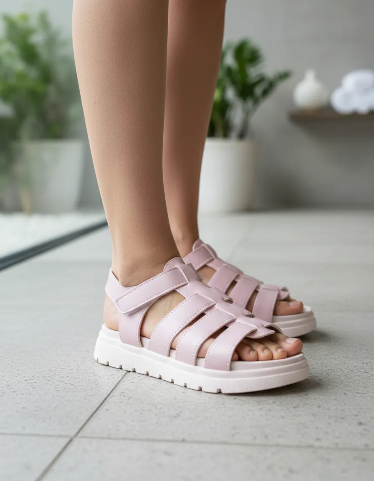 Vista 3 Infantil - Sandália Menina Footz Fisherman Gladiadora Sola Tratorada Rose rosê rose Footz rosê rose