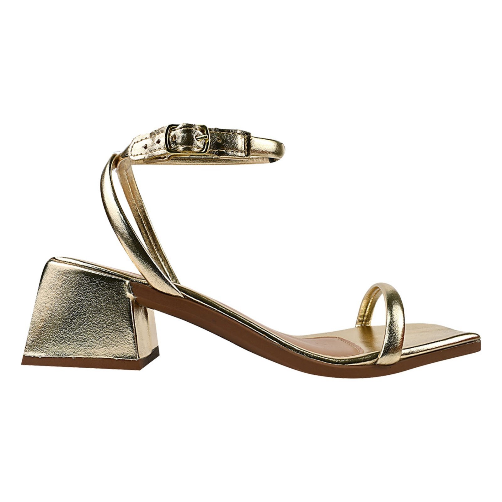 Vista 3 Sandália Feminina Tiras Dourada Metalizada Confortável Macia Leve Saltinho Ouro ZATURE STORES preto ZATURE STORES preto