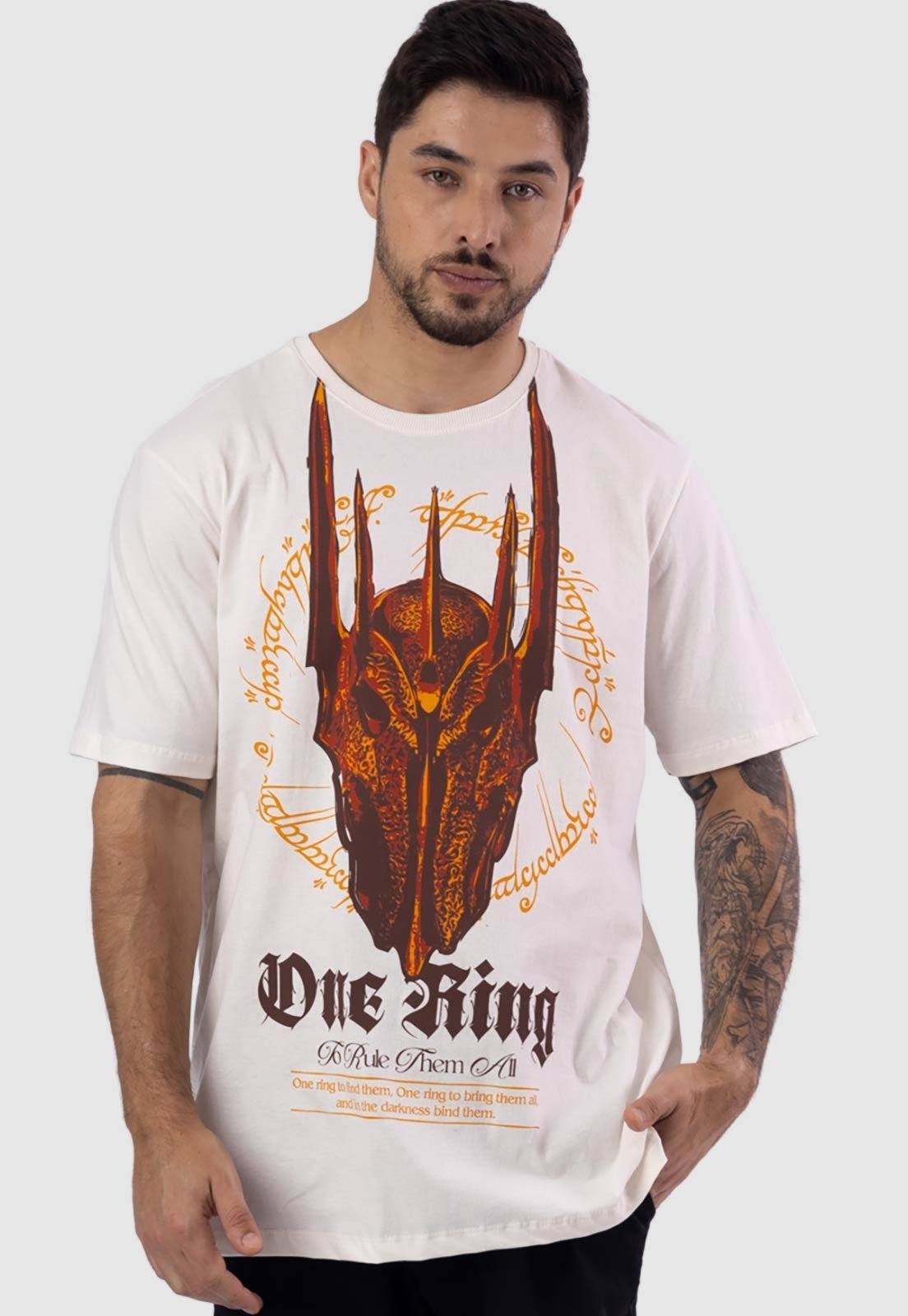 Camiseta Piticas Senhor dos Anéis One Ring Off White