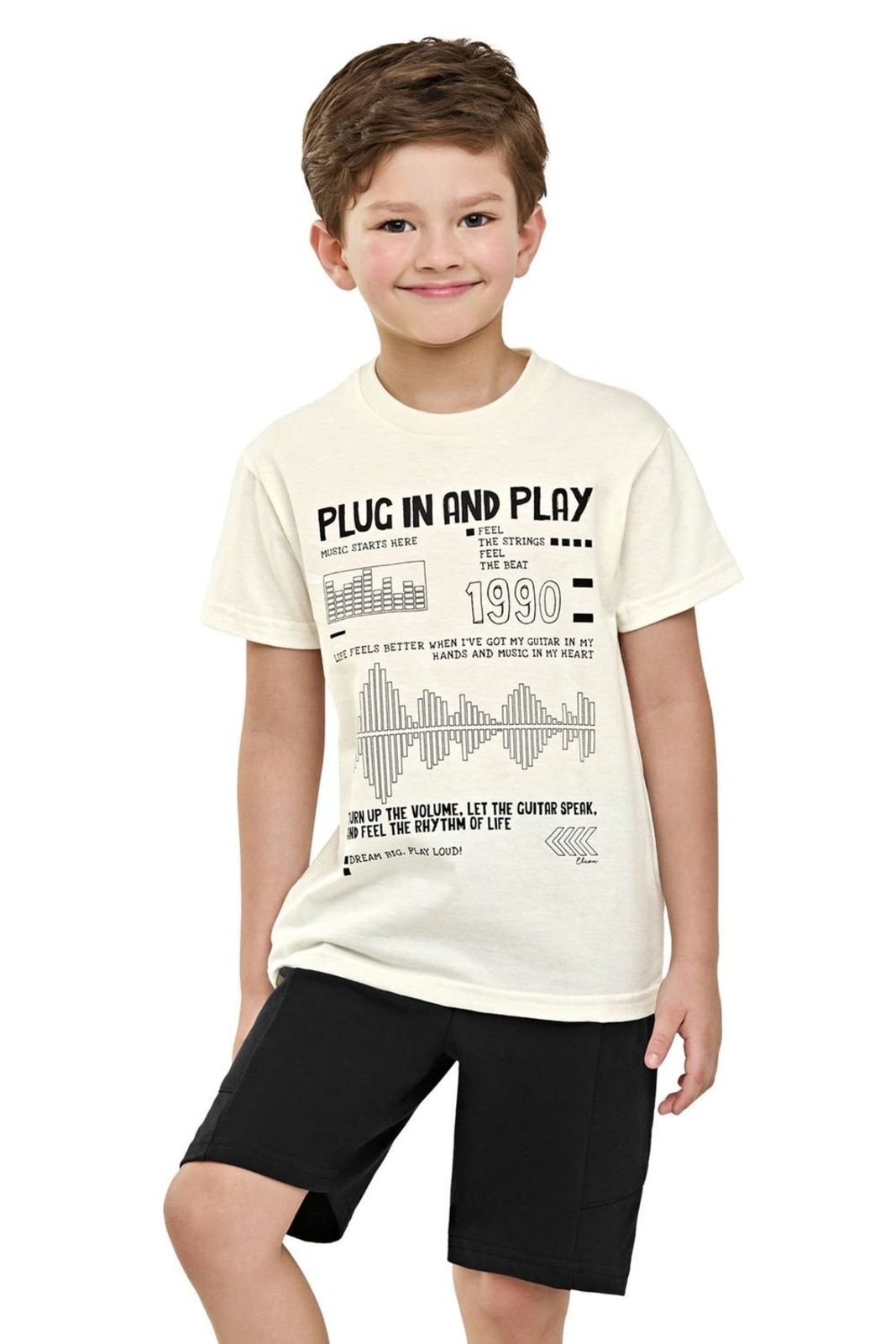 Vista 2 Infantil - Conjunto Menino Music Elian preto Elian preto