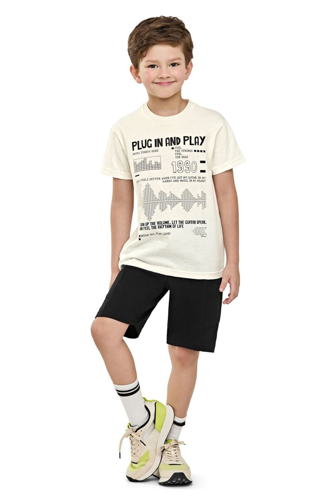 Vista 3 Infantil - Conjunto Menino Music Elian preto Elian preto