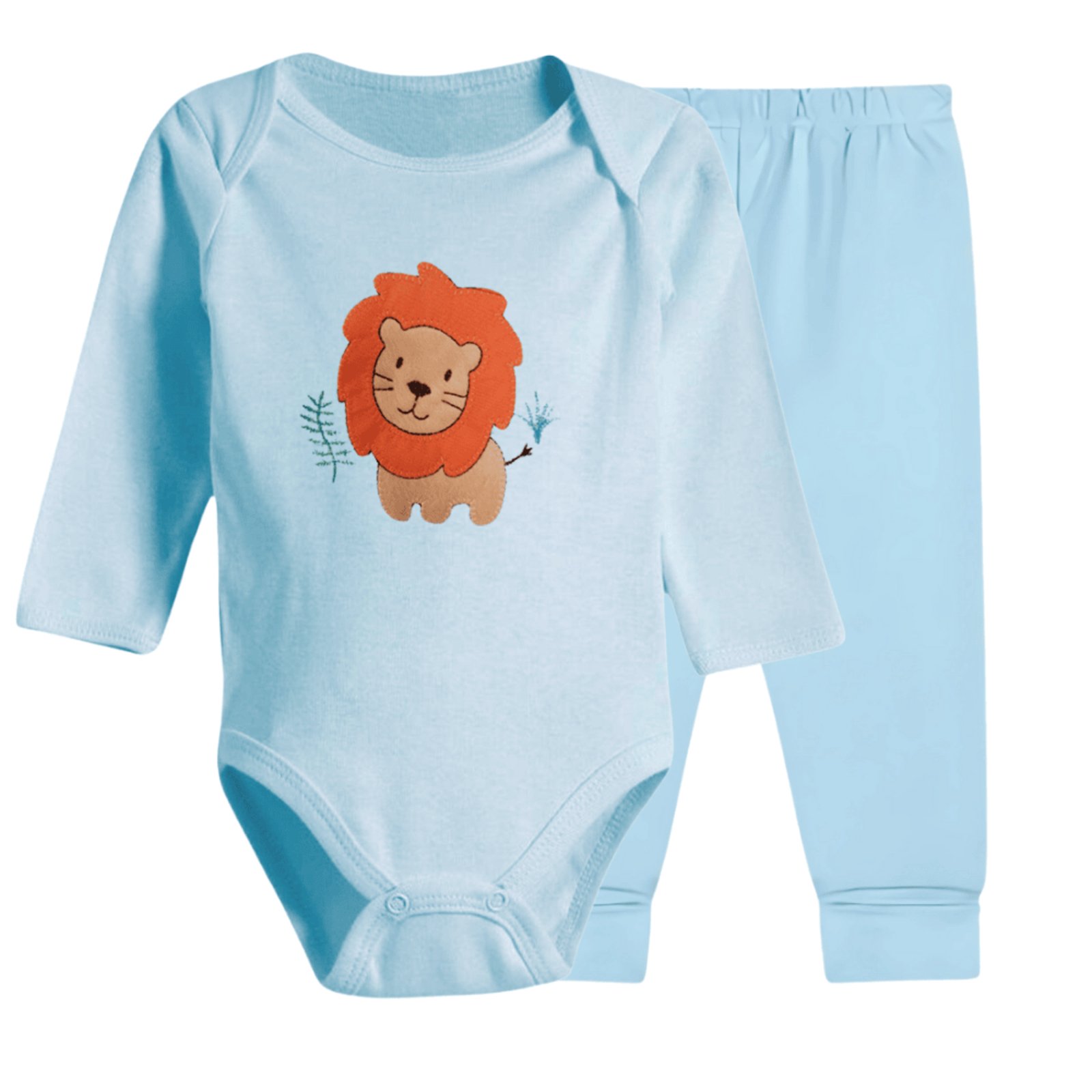 Infantil - Conjunto Body Bordado e Calça Mijão Tamanho 0 a 9 Meses Azul