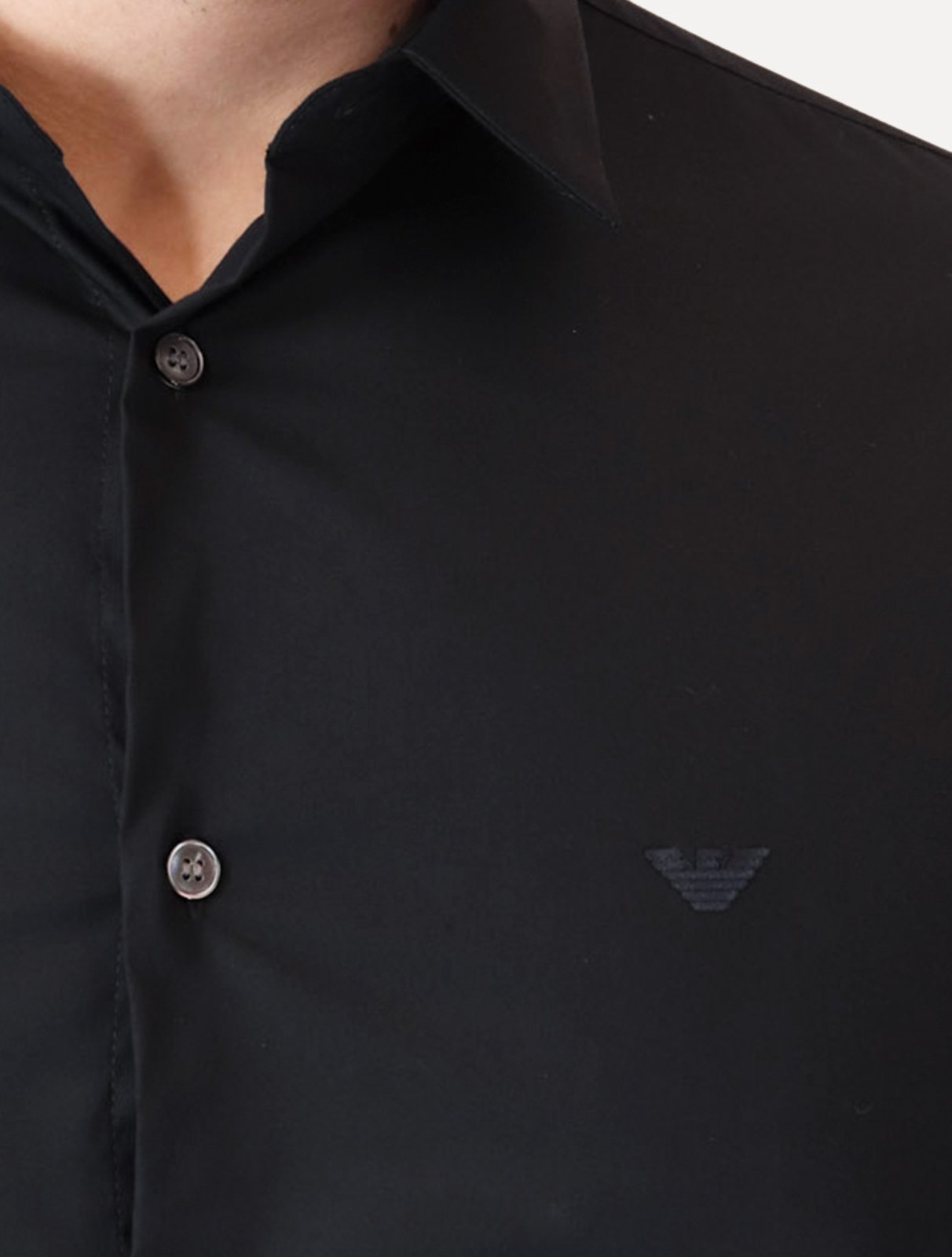 Vista 3 Camisa Empório Armani Masculina Stretch Embroidered Mono Logo Azul Escuro azul marinho azul marinho