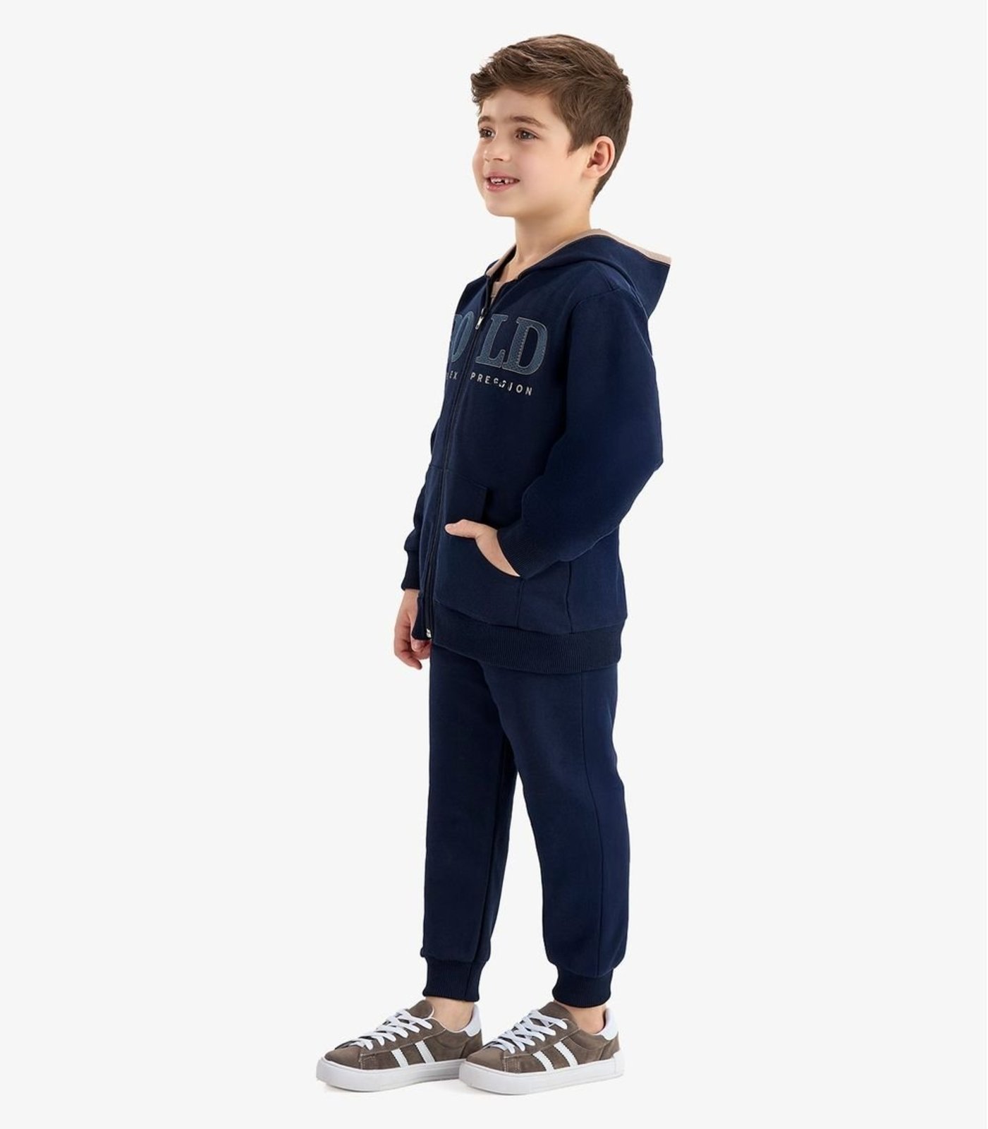 Infantil - Conjunto Jaqueta Capuz e Calça Moletom Rovi Azul