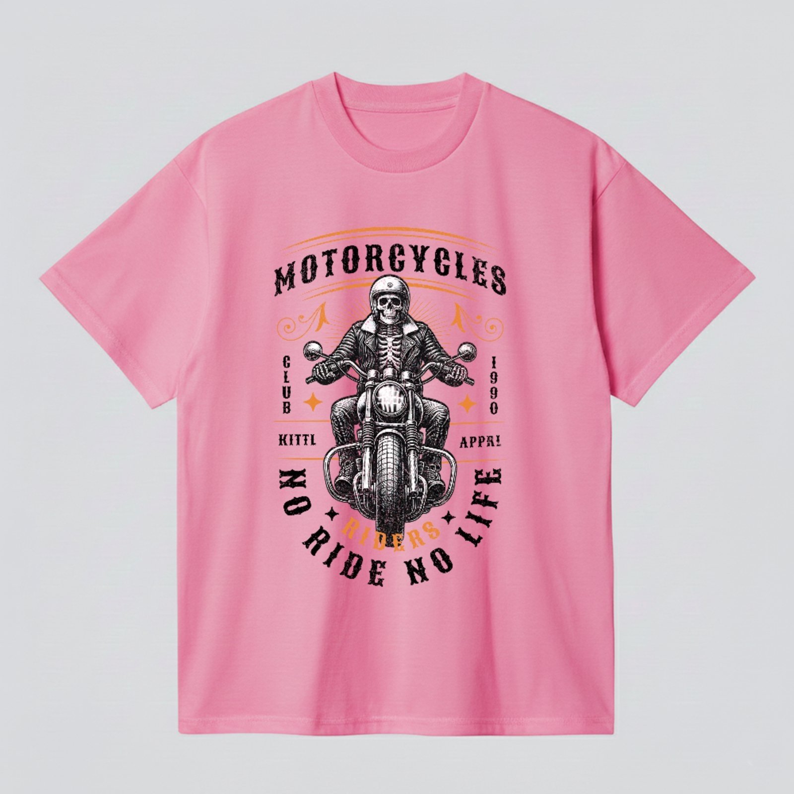 Camiseta Básica Riders Motorcycle Vintage No Ride No Life Unissex Rosa
