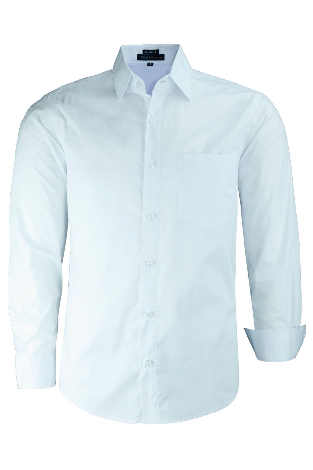 Camisa Manga Longa Lisa De Algodão Ideal Para Ternos 1719
