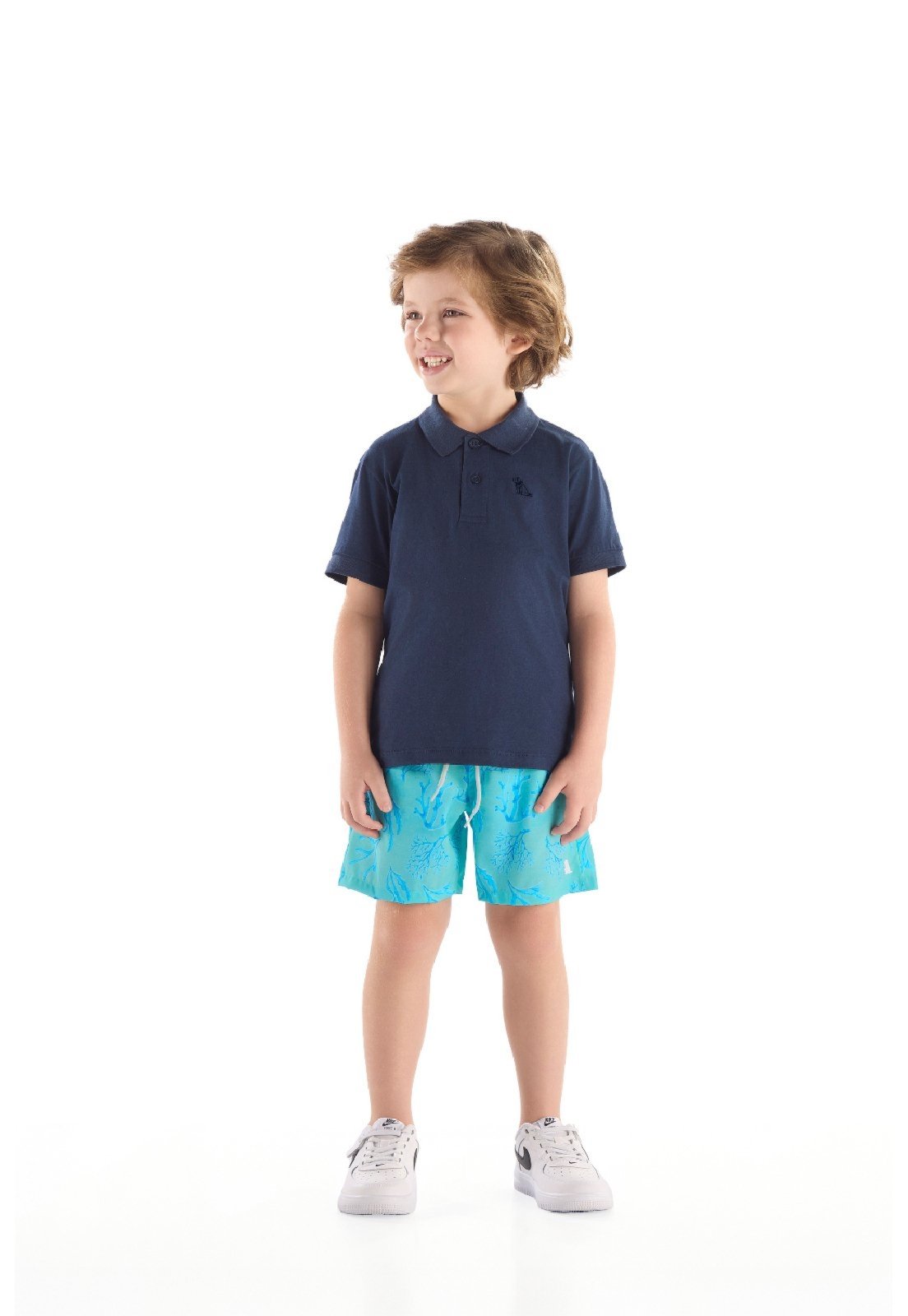Infantil - Bermuda Microfibra Tropical Quimby Azul