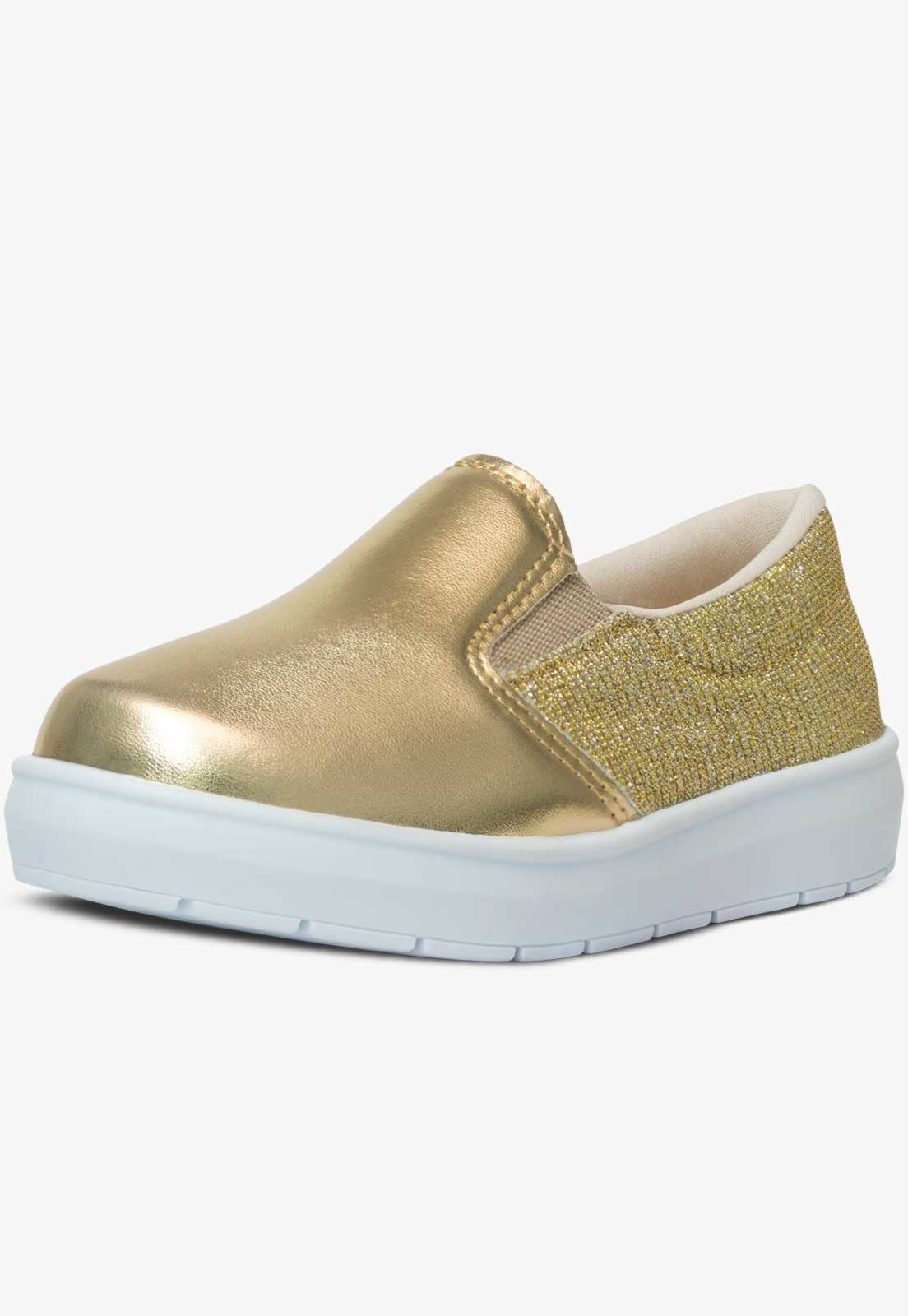 Infantil – Tênis Slip On Feminino Pópidi Menina Dourado