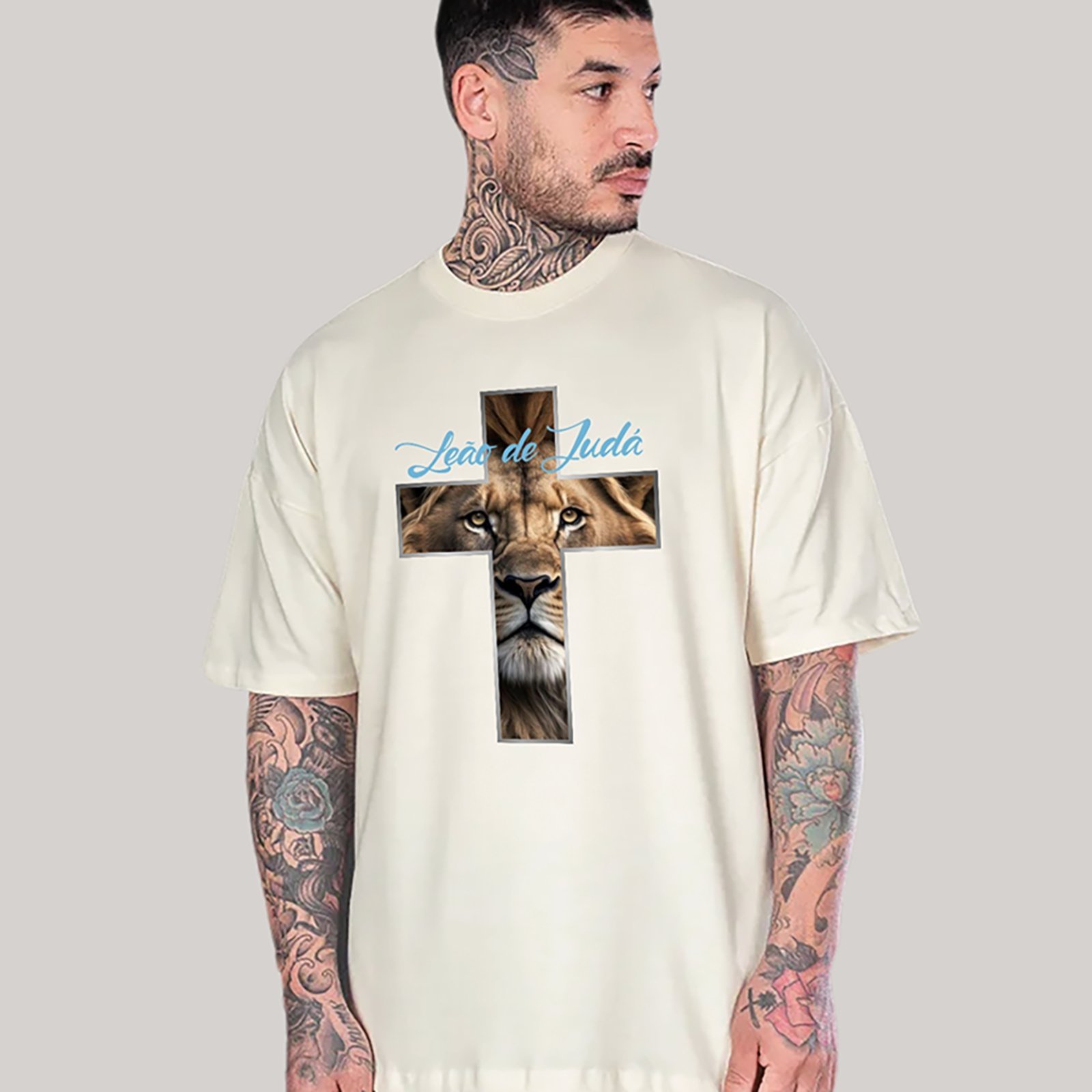 Camiseta Unissex Ousy Cristã Streetwear Oversized Off White