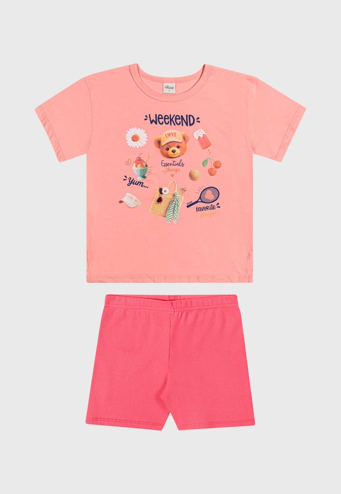 Infantil - Conjunto Elian Estampa Alegre Rosa
