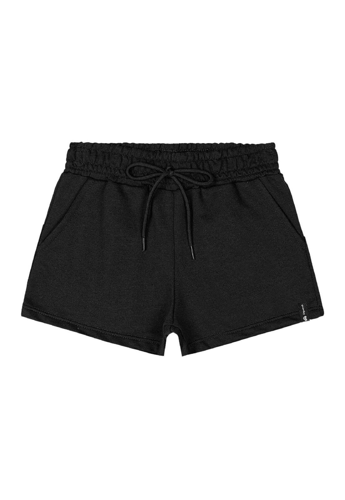 Infantil - Short Básico em Moletom Menina Quimby Preto