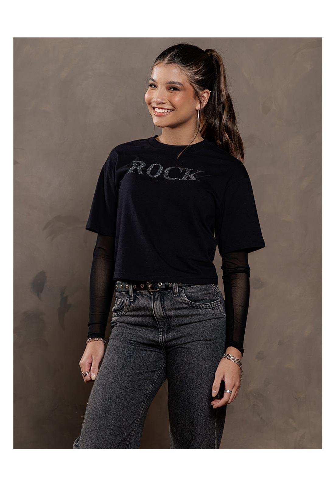Infantil - Blusa Rock Menina Poah Noah 16 Preto