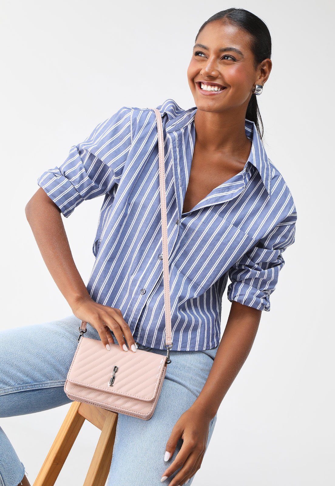 Bolsa Transversal Santa Lolla Matelassê Rosa