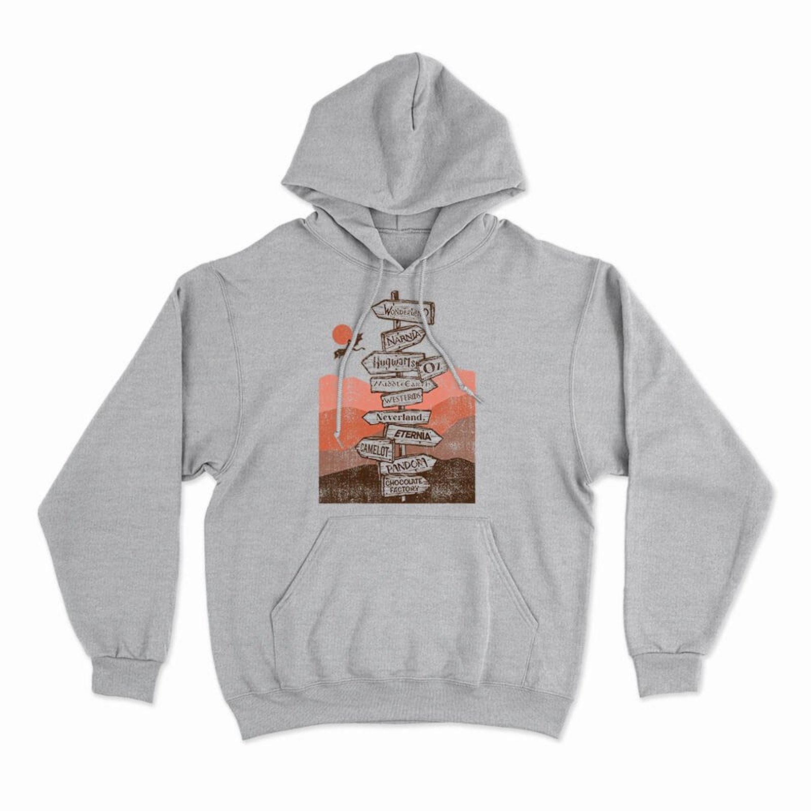 Moletom Com Capuz Fantasy Places - Mescla Cinza - Casual - Studio Geek