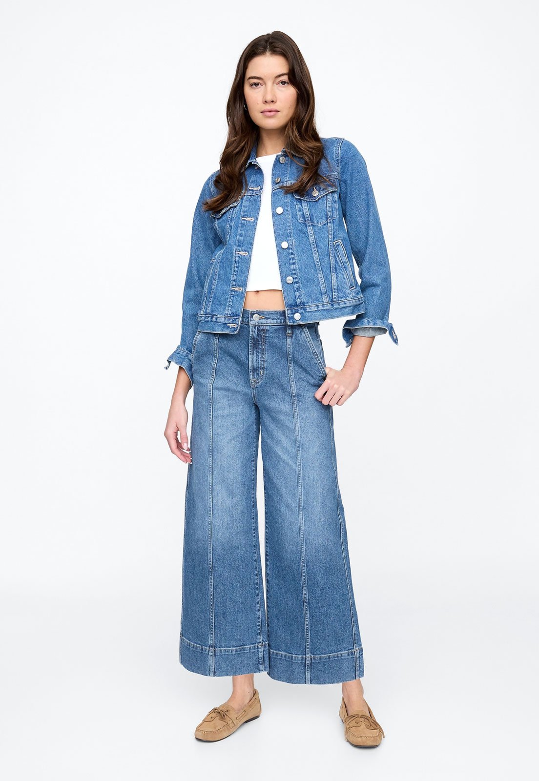 Calça Jeans GAP Wide Leg Cropped Azul