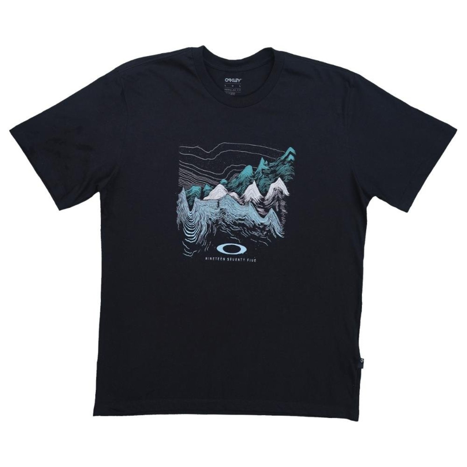 Camiseta Oakley Outline Mountains Blackout Masculina - Blackout - G Preto