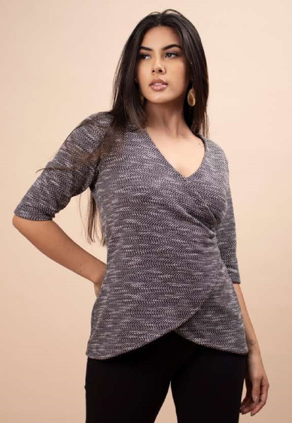 Vista 2 Blusa Pétalas de Algodão Dalila Mescla de Amazonia Vital camuflado/preto Amazonia Vital camuflado/preto