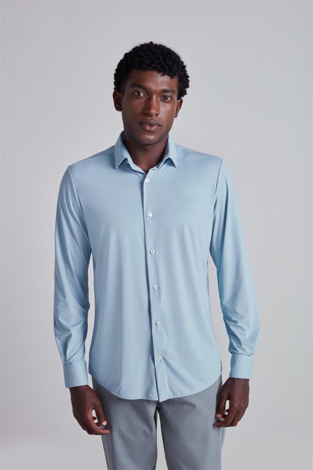 HIGHSTIL Camisa Lisa Tecnocomfy Slim Fit - Azul Claro