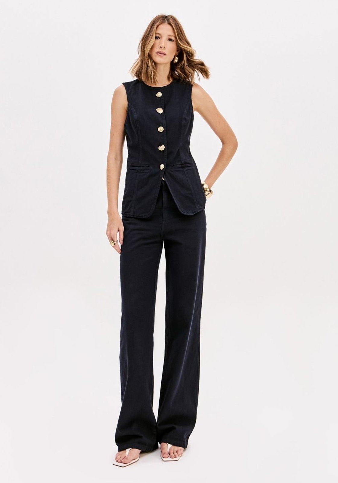 Calça Sarja Full Length Cintura Alta Lança Perfume